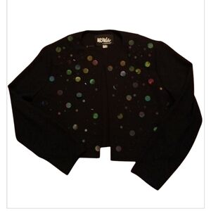 Black Cropped Blouse Jacket with Colorful Dots NWT